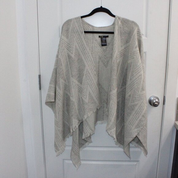 Maje Wool Blend Cape Shawl One Size Gray And Beige - Picture 1 of 3